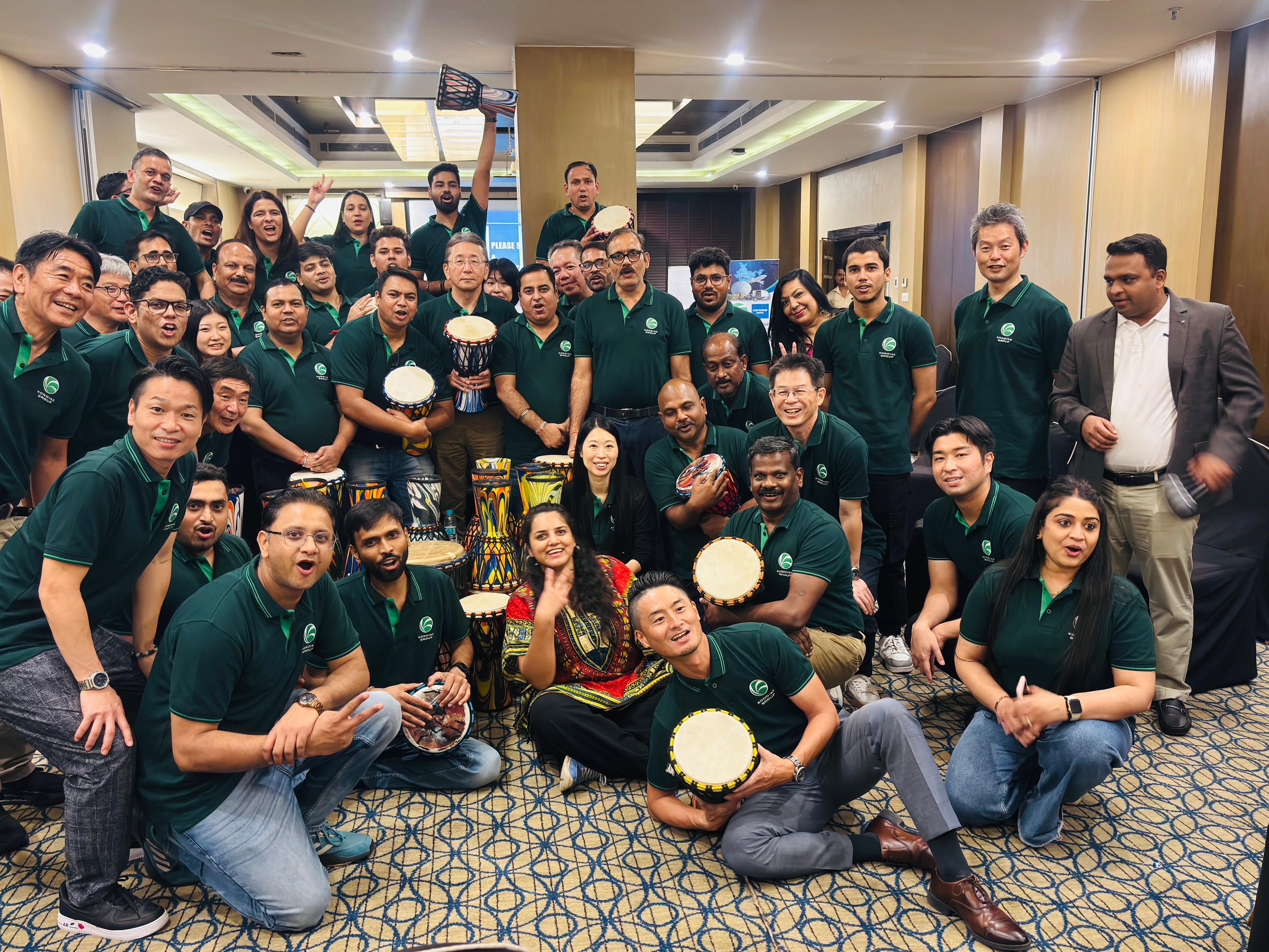 ドラムサークルにより、一体感を醸成