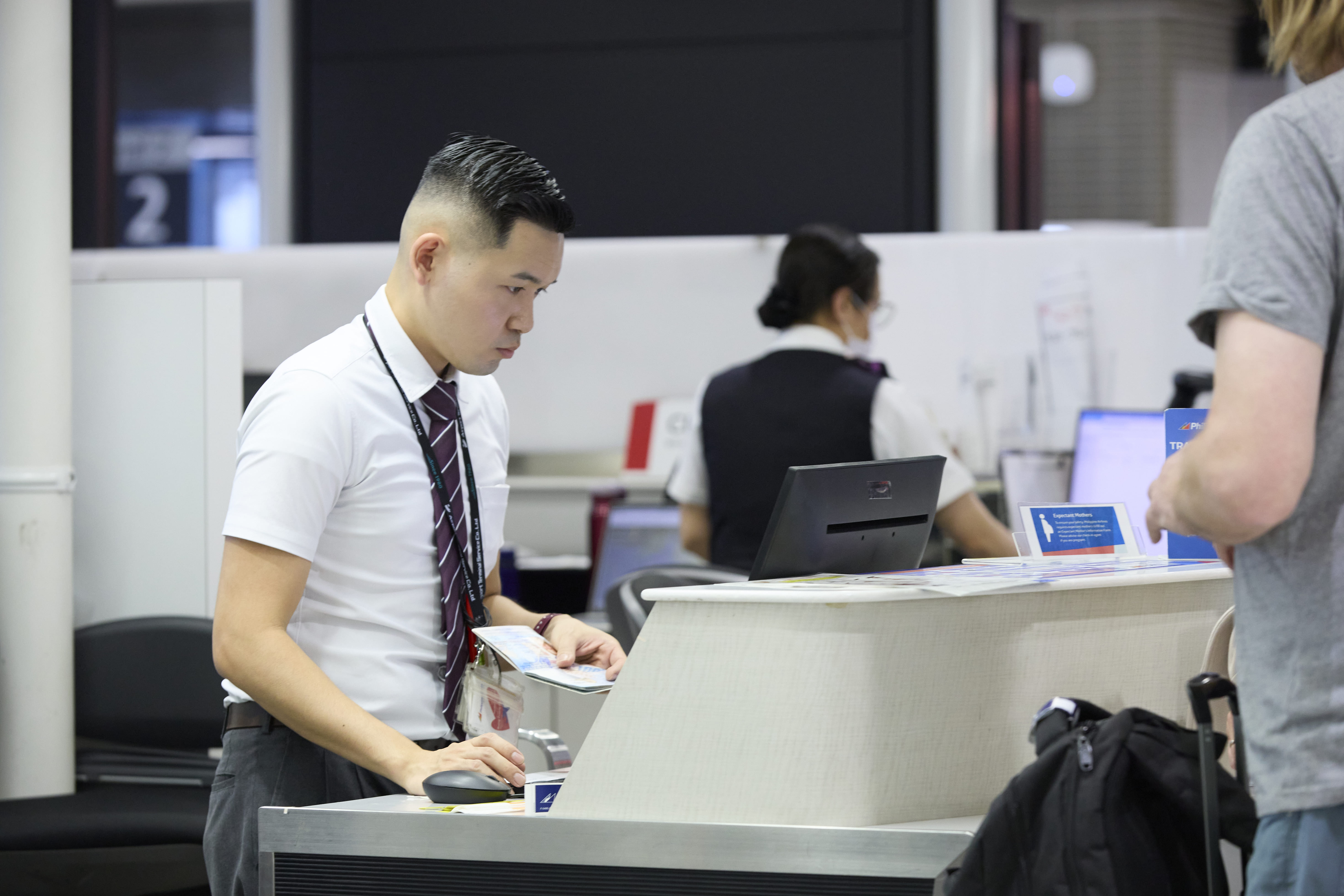 空港ターミナルサービス(株)が業務を受託するフィリピン航空カウンター
